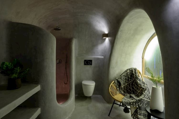villa bathroom, luxury bathroom, luxury villa, holiday villa Santorini
